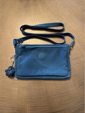 Kipling Diane In Teal Crossbody Handbag With Monkey Accessory